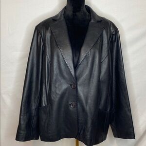 Vintage Alfani Classic Soft Black Leather Jacket Coat